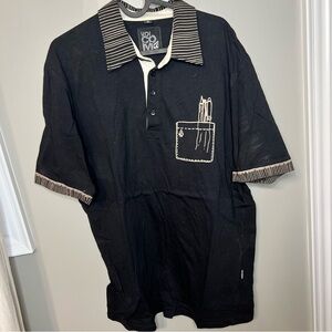 Volcom Men's Black Shirt with Striped Accents